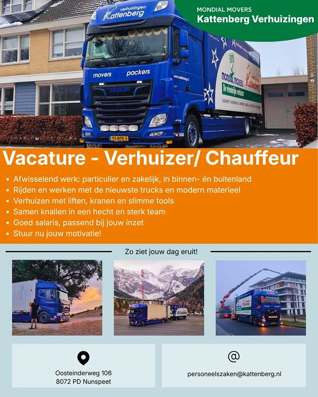 Instagram-post: vacature verhuizers en chauffeurs